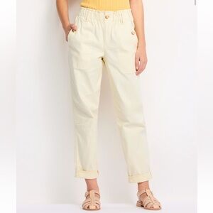 Democracy Skyrise Barrel Leg Pant Pale Yellow Ivory Women’s Size 8 NWT